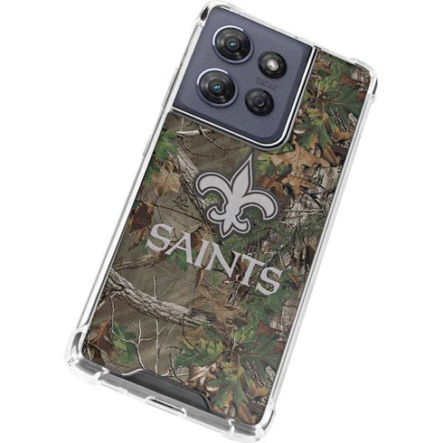 NFL New Orleans Saints Realtree Xtra Green Camo Moto G Play 5G (2025) Clear Case